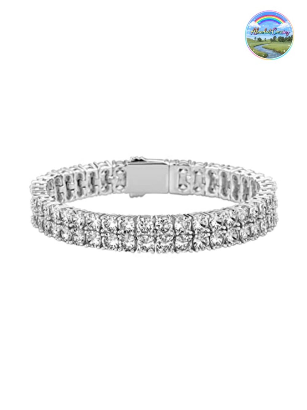 14K Gold Plated Brass Two-Row Tennis Bracelet with Cubic Zirconia